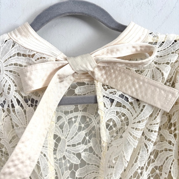 Self-Portrait Floral Lace Short Sleeve Midi Dress in Ivory Women’s Size US 8 - Picture 11 of 13